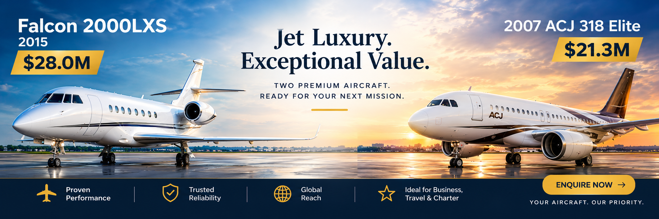 2015 Falcon 2000LXS & 2007 Airbus ACJ318 Elite for Sale